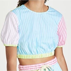 Staud Athena Striped Cropped Top Size M